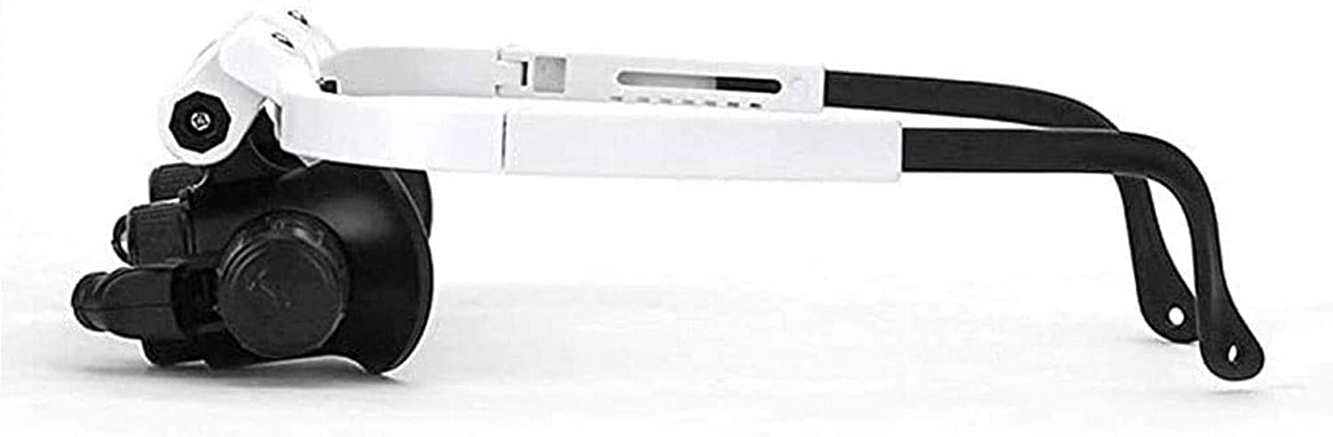 Lupa de Diadema Manos Libres con luz LED, Lupa con 2 Luces LED, Lentes Intercambiables 8X, 15X y 23X, para relojero, joyería, Lente óptica, Lupa de Cristal, Reloj.