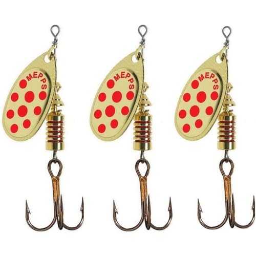 Lot de 3 cuillers Mepps Aglia Or Point Rouge Taille 1