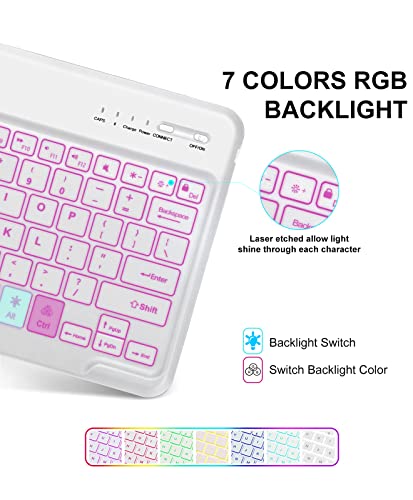 Sengbirch Keyboard Case For Samsung Galaxy Tablet S7 Fe/S8+ Plus/S7+ Plus 5G, 12.4 Inch Case With S Pen Holder, 7 Color Rgb Backlit, Bluetooth Removable, S7 Fe Keyboard, Grey Purple #TOP2