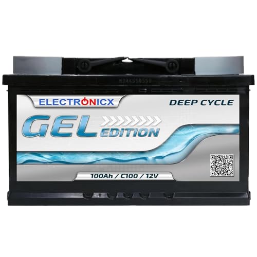 Electronicx GEL Versorgungsbatterie 12V 100Ah Hochleistungs-GEL-Batterie 100 AH (278×175×190 mm) mit Pluspol rechts. Wartungsfrei auslaufsicher langlebig. Ideal für Wohnmobil Boot und Freizeit