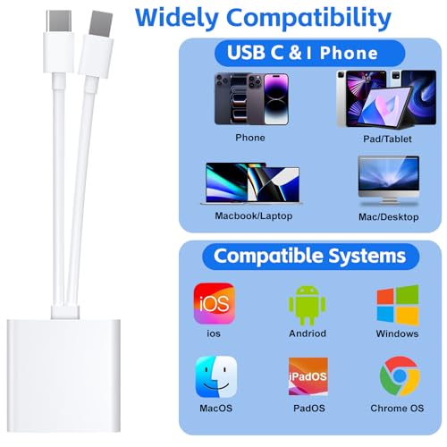 SD Card Reader for iPhone Camera Adapter with Dual Interface Memory Card Reader for iPhone/MacBook/USBC Laptop for SD/TF, Plug & Play, Camera Accessories - Thumbnail 4