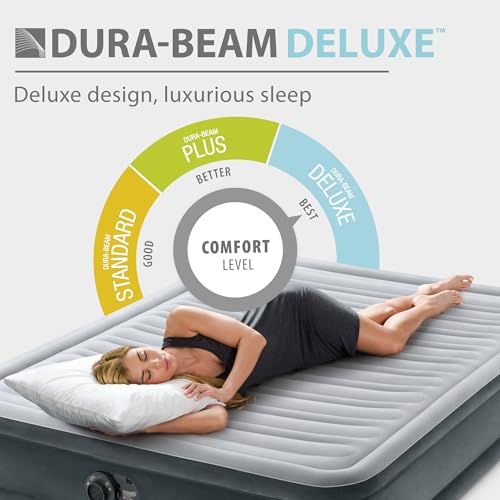 INTEX 67769ED Dura-Beam Deluxe Comfort Plush Air Mattress: Queen Size – Built-In Electric Pump – 13in Bed Height – 600lb Weight Capacity - Gray by Intex - Image 4
