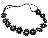 BONAMART® TM Black New Arrival Pearl Flowers Elastic Hair Head Hand Hoop Accessory Tie Hairbands Headbands Turban For Lady Women Girls