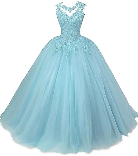 Robe de soirée Quinceanera en tulle bleu clair pour femme taille grande 52 chic