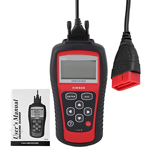 Brilluxa Lector de códigos de automóvil, escáner de diagnóstico EOBD de 12 V, herramienta de escaneo de códigos de falla KW808 OBD2 OBDII, dispositivo de diagnóstico de vehículos