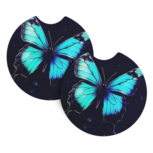 Portavasos para coche 2 unidades diseño mariposa negro miniatura 2