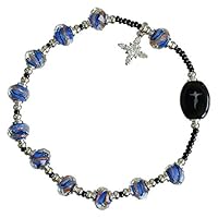 Algopix Similar Product 7 - Murano Glass Blue 8mm Rosary Bracelet