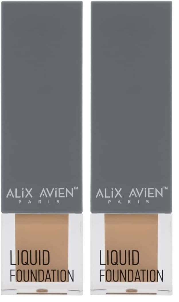 ALIX AVIEN Güneş Koruyucu SPF35+ Nemlendirici Etkili Kremsi Likit Fondöten - Liquid Foundation 302 Ochre Beige (2 paketi)