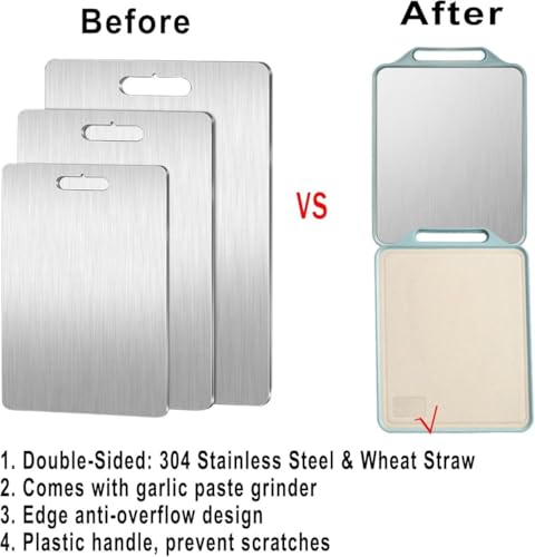 Image of Dual-Sided Stainless Steel Chopping Board | Large 40x30 cm Heavy-Duty Titanium Cutting Board for Kitchen | Non-Slip, Hygienic & Toxic-Free Vegetable and Meat Cutting Board