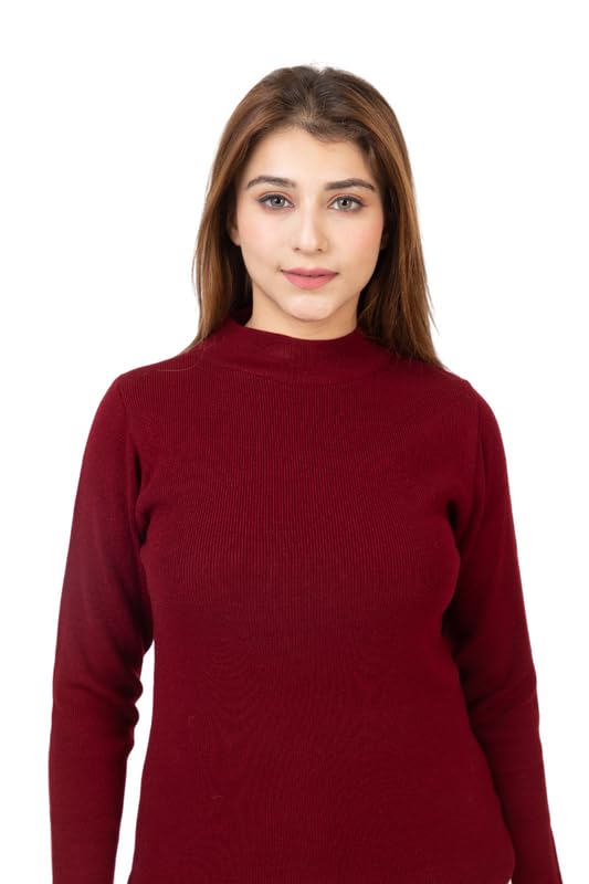 Image of TWENTY ME Winter Wear Casual Solid Acrylic Soft & Warm High Neck Skivvy for Women's