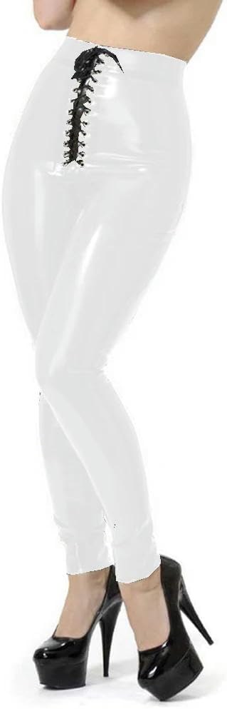 Exotic Lingere Clear PVC High Waist Perspective Front Lace-up Long Pants Skinny Pants Fetish Party Club