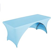 LZY Fitted Table Covers for 6 Foot Folding Tables,Open Back, Spandex/Stretch/Elastic Rectangular Table Cloths for Trade Show Display or Party 6FT-OB1PC, Bluemist