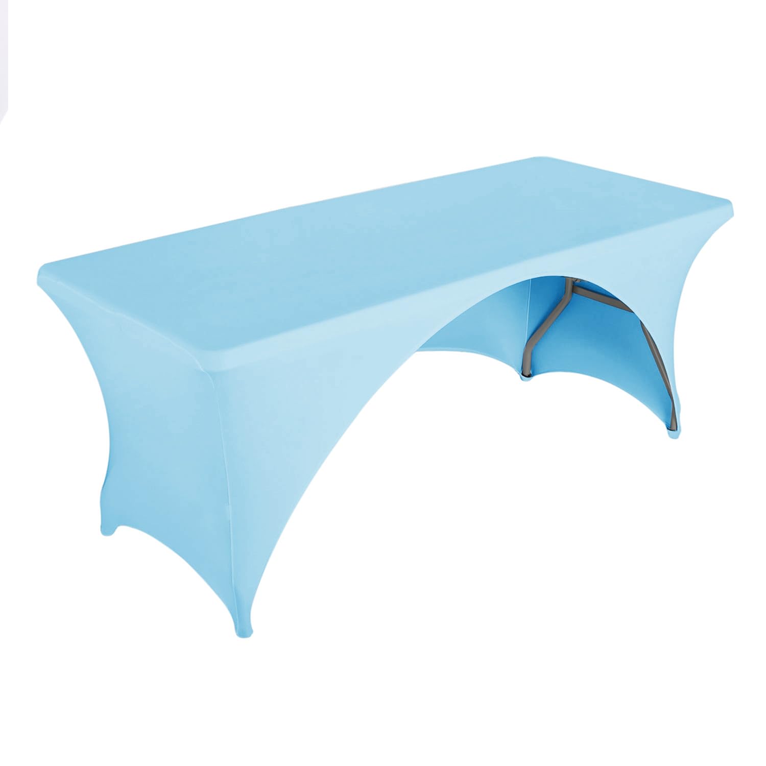 LZY Fitted Table Covers for 6 Foot Folding Tables,Open Back, Spandex/Stretch/Elastic Rectangular Table Cloths for Trade Show Display or Party (6FT-OB1PC, Bluemist) โ image 1