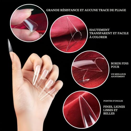 LUFFLOK Capsules Ongles Amande, 500 Pièces Demi Capsules Ongles – vue 5