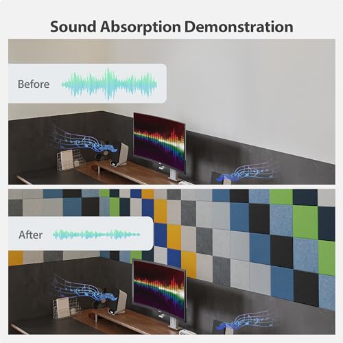 Image of 12 Pack Square Acoustic Panels Self Adhesive Sound Proof Foam(Silver Gray)