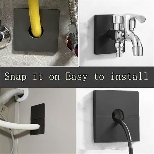 Wall Split Pipe Flange Plumbing Cover Plates Square Shower Flange Escutcheon Plate Cover Plate for Fixed Shower Head Faucet Standard Pipes (28mm/1.1in) - Thumbnail 4