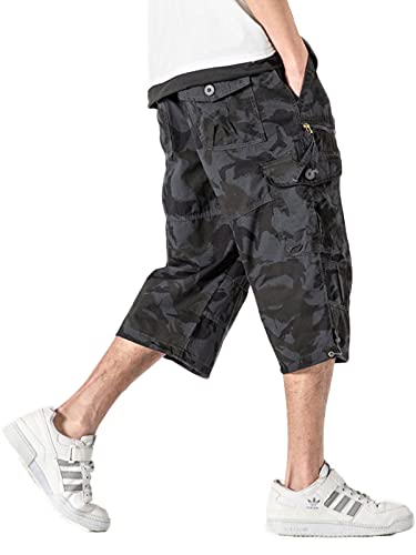 カーゴパンツ メンズ 7分丈 ハーフパンツ ゆったり パンツ 夏 無地 綿 大きいサイズ camouflage 2XL