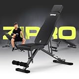 ZIPRO Ławka Treningowa Składana Regulowana Sprzęt Fitness Treningowy Udźwig 300 kg 7x Stopnie Regulacji - Wielofunkcyjna do Domowej Siłowni Mieszkania Home Gym Multi Trening - Grind Czarna