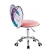chairus Chaise de Bureau Hauteur Réglable Adolescent Chaise Pivotante sans Accoudoirs Dossier avec Motif à Paillettes de Couleur Variable (Pink)
