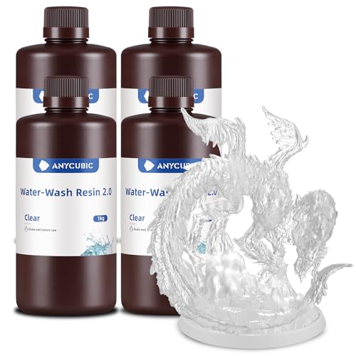 ANYCUBIC Water Washable 2.0 3D Printer Resin, 405nm High Precision and Anti-Yellowing 3D Resin, High Resilience, Easy Post-processing Photo…