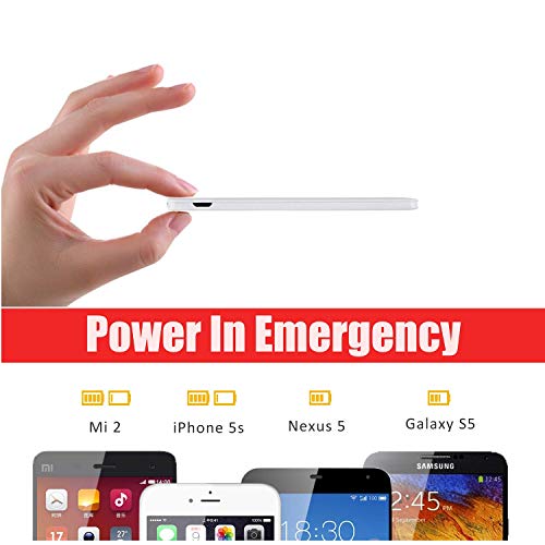 Ultra-Slim Ultra-Portable Ultra-Safe 2500Mah Wallet Pocket Power Card Power Bank, One-For-All External Mini Battery For Most Smart Phone And Digital Devices(White With Lightning Adapter) #TOP2