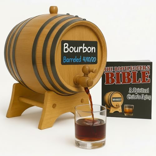 American Oak Barrel (2 liter) with Chalkboard Front - Charred Mini Keg for Aging Cocktails, Bourbon, Scotch, Whiskey, Gin, Hot Sauce - Home Bar Decor by Thousand Oaks Barrel Co.