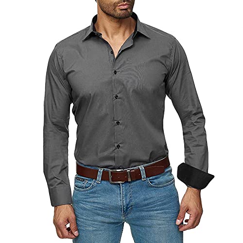 Tswcbyy Repassage Facile Chemise Homme Manches Longues, Chamises Formelle Classique pour Business 100% Coton Modell Regular Fit à Col Classique Taillen Grande Couleur Unie S-XXL Cover
