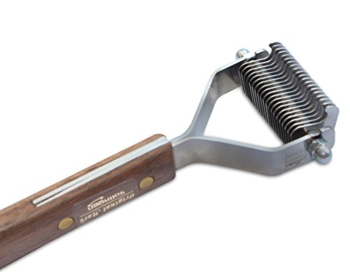 Mars Coat King Blunt Dematting Undercoat Grooming Rake Stripper Tool for Dogs and Cats, Stainless Steel with Wooden Handle, Made in Germany, 20-Blade