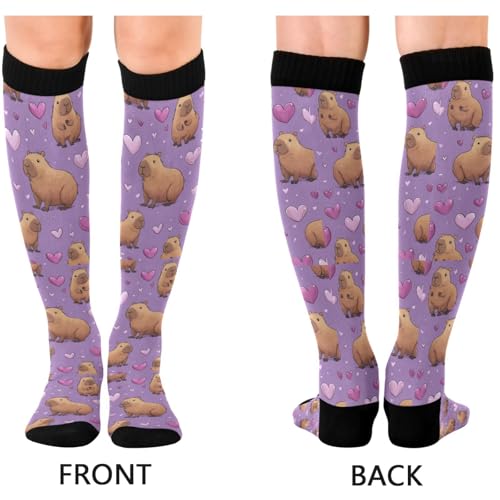 Image of Pigsaly Red White Polka Dot Womens Compression Socks Athletic Tube Sock Knee High Socks Outdoor Sport Socks