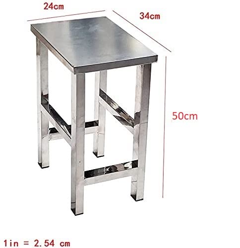 Image of INDIAN DECOR Classic 50CM Tall Square Stainless Steel Stool, Chrome