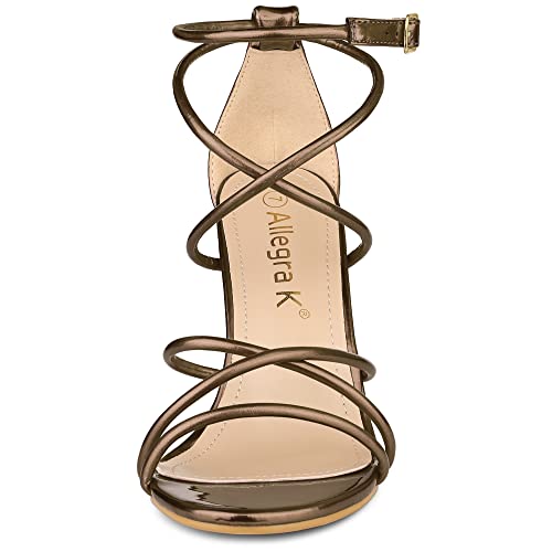 Allegra K Women's Open Toe Strappy Straps Stiletto Heel Brown Sandals 7.5 M US2