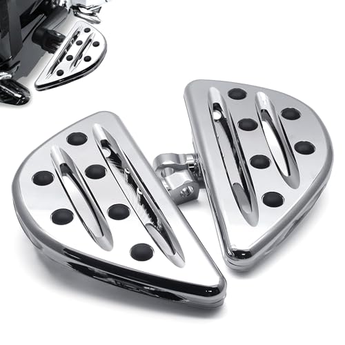 MZS Motorcycle Foot Pegs, Adjustable Male Touring Front Floorboards Cruiser Rear Footboards Chrome CNC Compatible with Sportster Softail Dyna V Rod Road Glide Electra Street Glide Road King Trike
