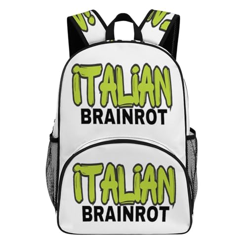 Italian-Brainrot Merch Large Travel Backpack Italian-Brainrot Meme Waterproof Lightweight Daypack White 44x32x19cm