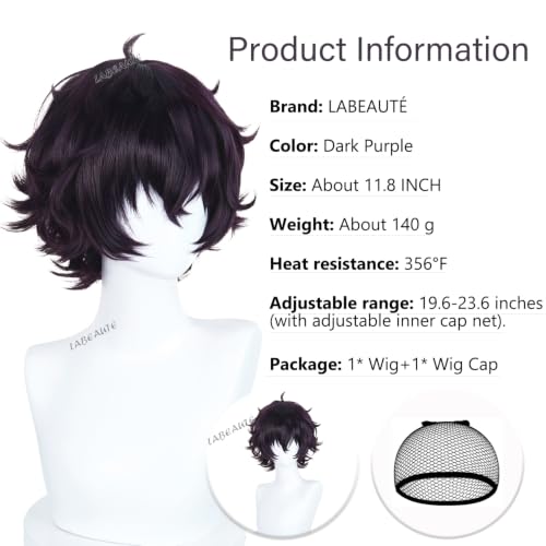 Image of LABEAUTE Agott Black Cosplay Wig 30CM / 11.8Inch Short Anime Wig | Heat Resistant Synthetic Hair for Costume Theme Party and Halloween