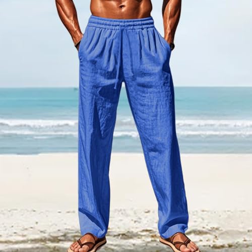 for Man Summer Fall Linen Ruched Straight Leg Basic Long Leg Pants Man 20254