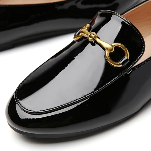 Image of Minorsu Buckle Loafers for Women Slip On Round Toe Dress Flats Business Casual Work Driving Shoes
