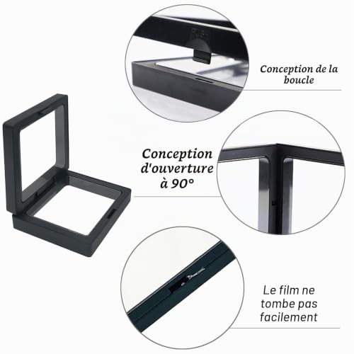 Eterspr 6 Pièces Vitrine Flottante 3D, Organisateur de Bijoux Flottant pour Boîte D'affichage, pour Affichage de Bijoux (Noir) – vue 6