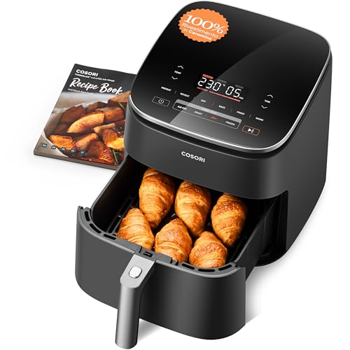 COSORI Friggitrice ad Aria Turbo Blaze 6 Litri con Rivestimento in Ceramica, Air Fryer con DC Motore, 9 Funzioni & 5 Velocità della Ventola Automatica, 110 Ricette & 96 Tabelle di Cottura, 1725W