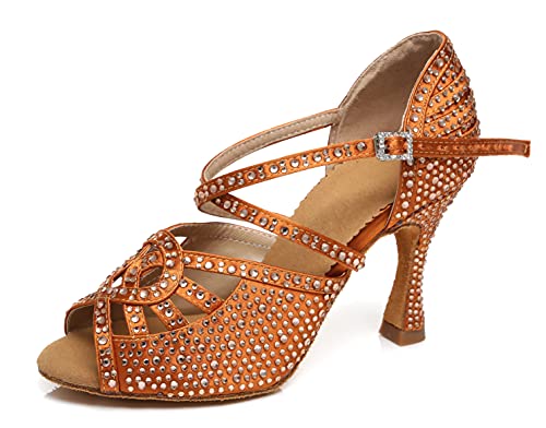 Chaussures de danse latine anti-douleur avec strass pour fête et mariage