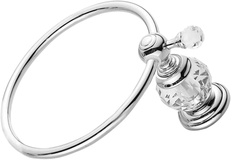 Angoily Elegant Crystal Silver Towel Ring Rustproof Stainless Steel Wall-Mounted Holder