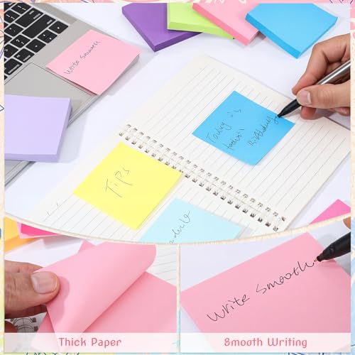10 Farben Sticky Notes, 75 x 75 mm Notizzettel Selbstklebend 100 Blätter Pro Farbe/Block, Haftnotizen Klebezettel Bunt für Schule Büro Zuhause