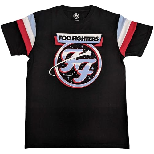 Rock Off Officially Licensed Products Foo Fighters Ringer T Shirt Comet Tricolour Logo Nouveau Officiel Unisex Noir Size M