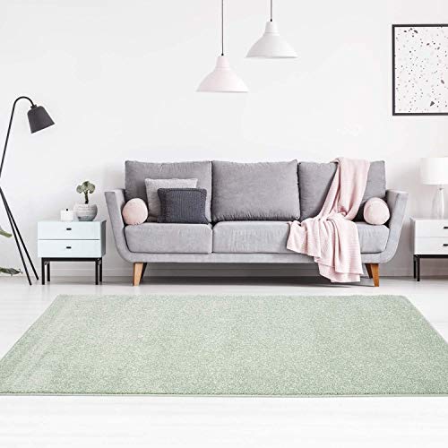 carpet city Teppich Einfarbig Uni Flachfor Soft & Shiny in Grün für Wohnzimmer; Größe: 120x160...