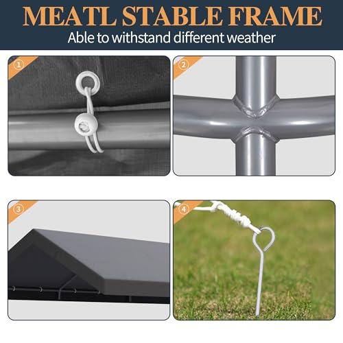 Image of Shintenchi 10x20 FT Heavy Duty Carport with UV&Wind Resistant Canopy,Portable Carport Garage Shelter with Stable Powder-Coated Steel Frame,Outdoor Carports for Car,Bike,Camp,Storage,Grey