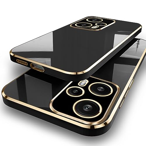 Image of TheGiftKart TPU Luxurious Golden-Plated Back Cover Case for Mi Poco F5 5G | Raised Lips for Camera & Screen Protection | Shockproof Design | Stylish Back Cover Case for Mi Poco F5 5G (Black)