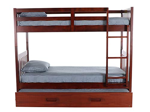 Discovery World Furniture With Trundle Bunk Bed Twin Over Twin Merlot #TOP1