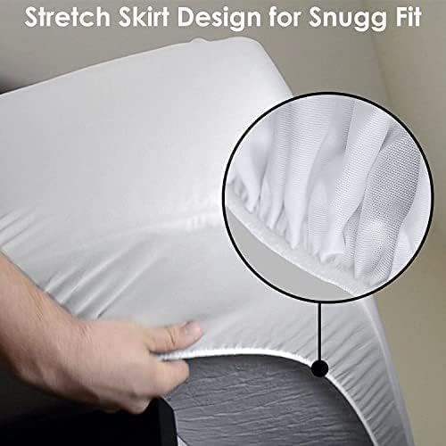 واقي مرتبة مقاوم للماء، بشكير تركي ، طبقة بي في سي عازلة ، مع استيك دائري من انجلاند ماتريس (أبيض, 100 سم)