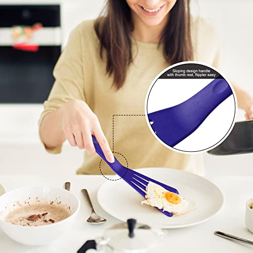 Image of HOTEC 2-Pack Silicone Slotted Fish Turner Spatula Set, Classic Blue