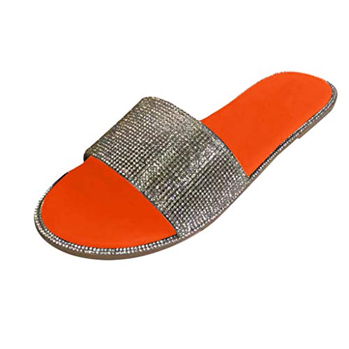 Genérico Sandalias Mujer Comodas Sandalias Con CuñA Mujer Sandalias Casual Zapatos de mujer Zapatillas de playa romanas Zapatillas de interior y exterior para mujer Zapatillas (Orange, 35)