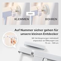CHILDOO Treppenschutzgitter ohne Bohren GS-Zertifikat Türschutzgitter Türgitter Baby, Hunde, Kinder Kinderschutzgitter Tür Schutzgitter Treppe Absperrgitter Hund Treppengitter Kindergitter Babygitter – Ansicht 3